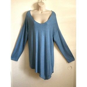 PureJill Blue Asymmetrical Hem Oversized Slouchy Tunic Sweater L